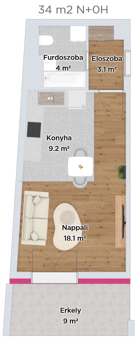 34 m²-es garzonlakás (elkelt)